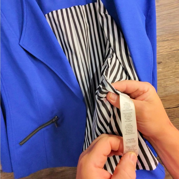 Chico's Royal Blue Blazer with Black Zipper Accents - Picture 6 of 7